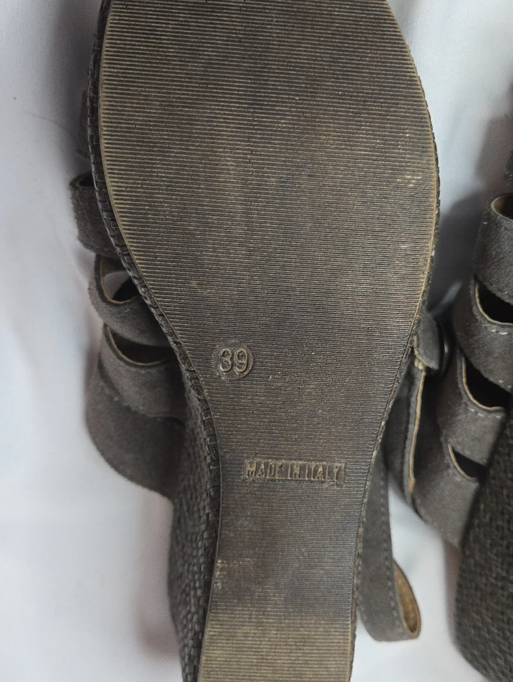 Sundance Leather Suede Wedge Sandals in Gray-Brown Ankle Strap Women's 39/8